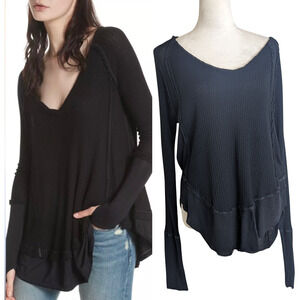 We The Free Black Long Sleeve Blouse
